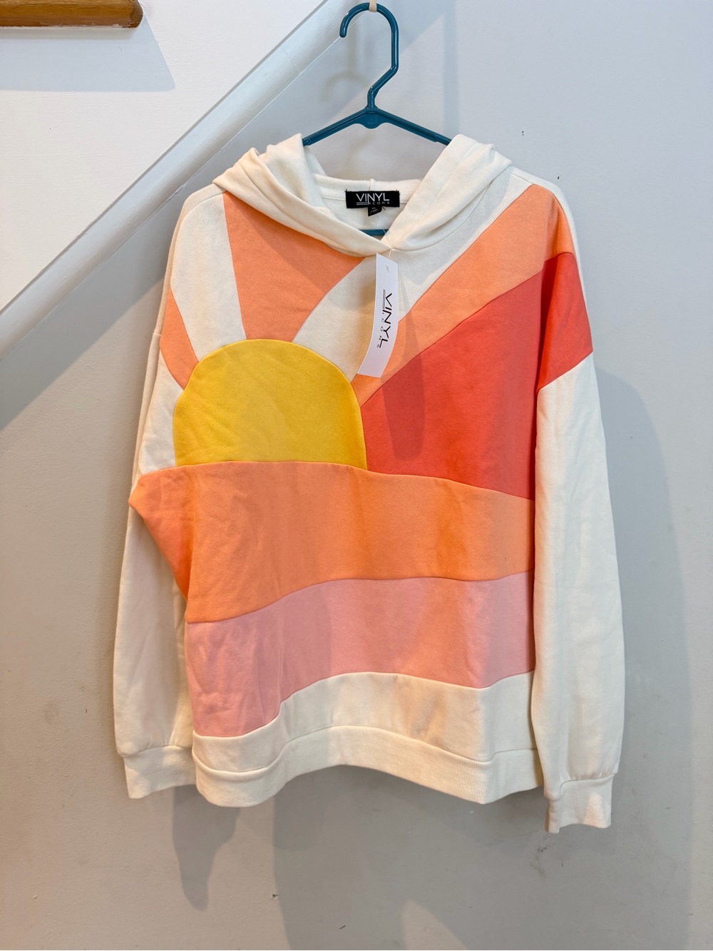 NWT Vinyl Icons Sunset Sunrise Colorblock Hoodie Sweatshirt XL